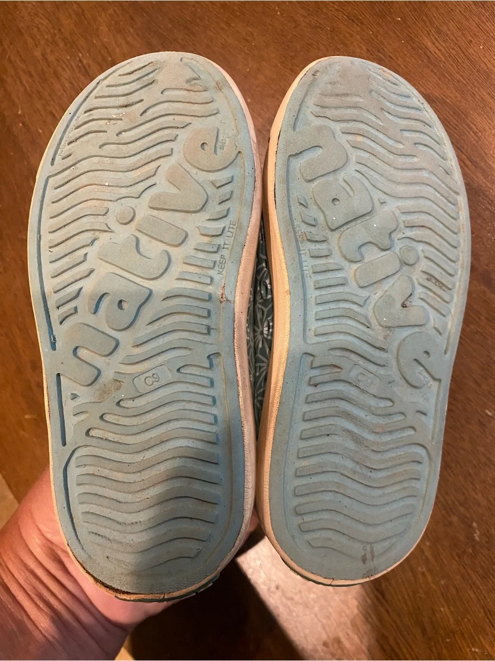 Native Shoes Kids Water Shoes in Light Blue with White Toe